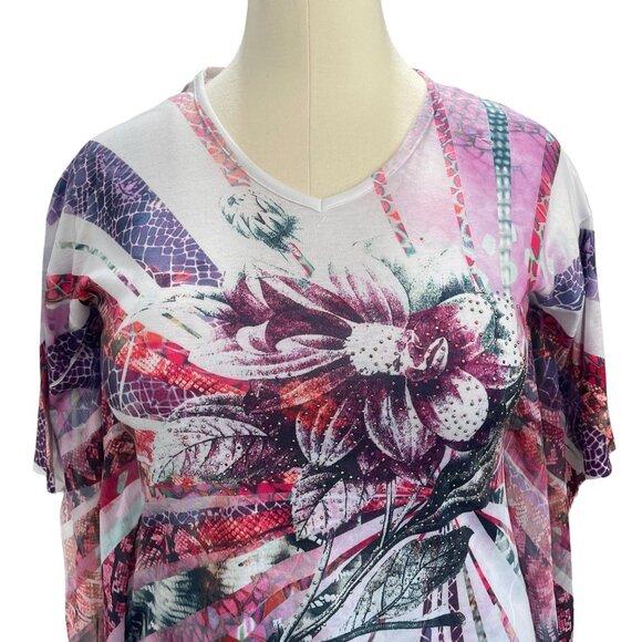 India Boutique Floral Poncho Top Sheer Boho Festival Summer Artsy SZ L/XL - Picture 9 of 11